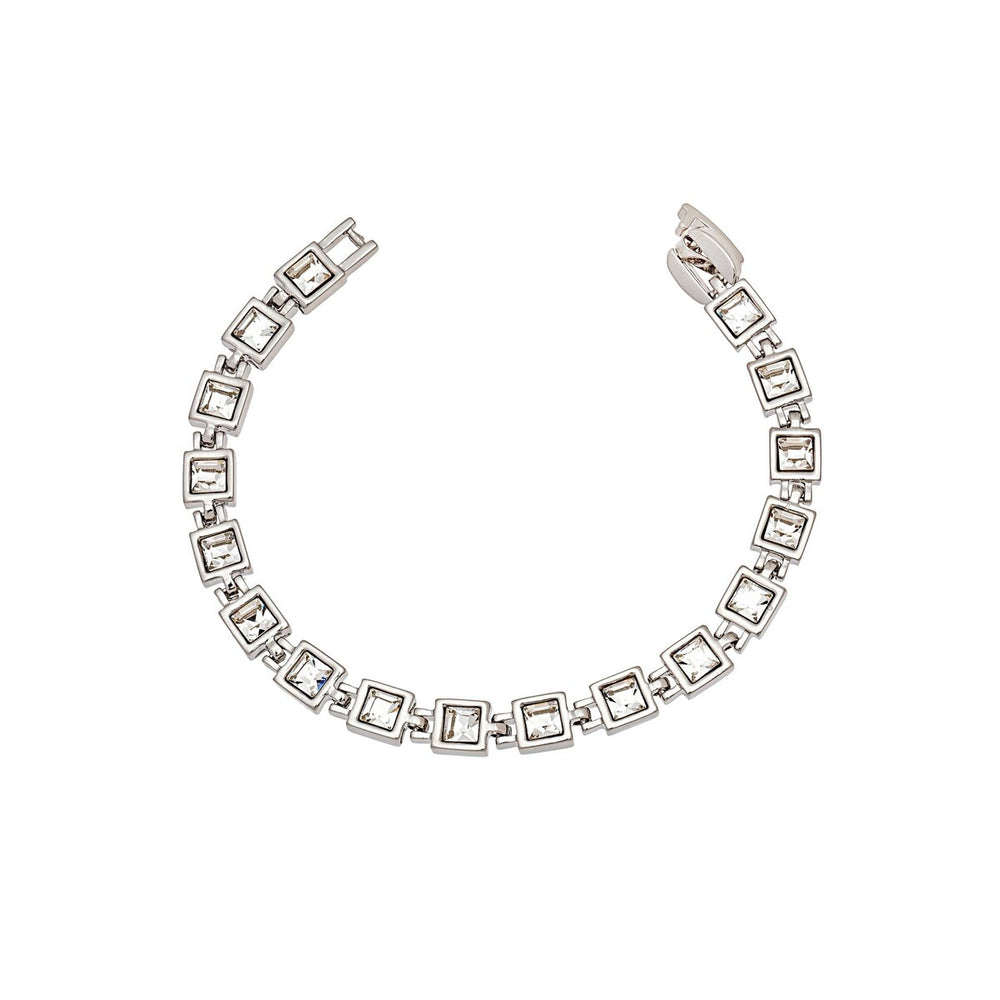 Silvertone Crystal Square Bracelet