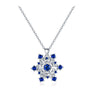 Silvertone Cubic Zirconia Blue Snowflake Pendant Necklace - White