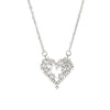 Silvertone Cubic Zirconia Clustered Heart Pendant Necklace - White