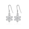 Silvertone Cubic Zirconia Snowflake Drop Earrings