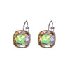 Silvertone Cushion Cut Crystal Leverback Earrings