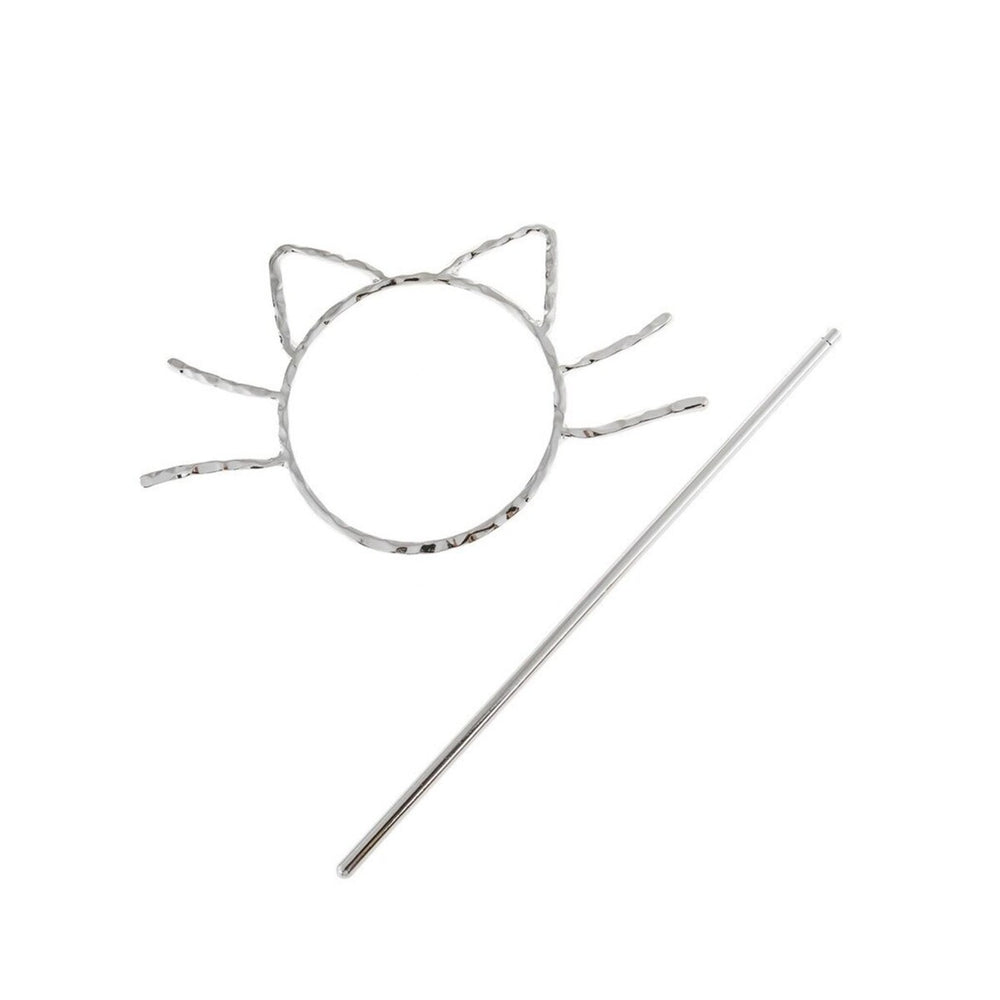 Silvertone Cute Cat Hair Pin