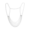 Silvertone Dainty Layered Chain Bib Necklace - White