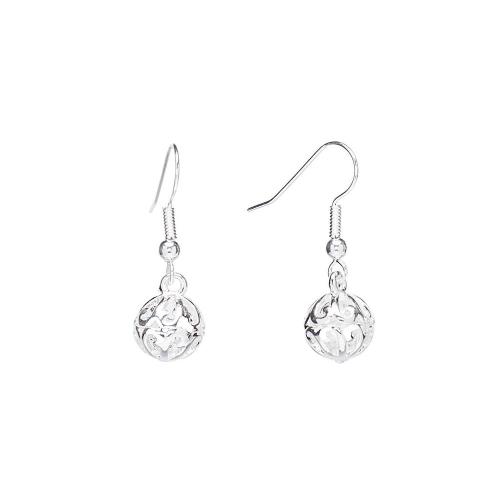 Silvertone Delicate Heart Cutout Drop Earrings