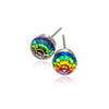 Silvertone Disco Ball Crystal Stud Earrings