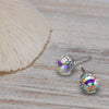 Silvertone Disco Ball Crystal Stud Earrings