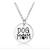 Silvertone Dog Mom Pendant Necklace - White