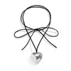 Silvertone Domes Heart Pendant Necklace - White