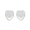 Silvertone Dual Heart Stud Earrings