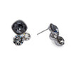 Silvertone Earrings with Black & Clear Swarovski Crystals