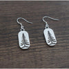 Silvertone Etched Pine Tree Oval Drop Earrings