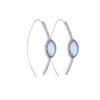 Silvertone Faux Moonstone Iridescent Threader Earrings