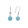 Silvertone Floral Blue Bead Drop Earrings