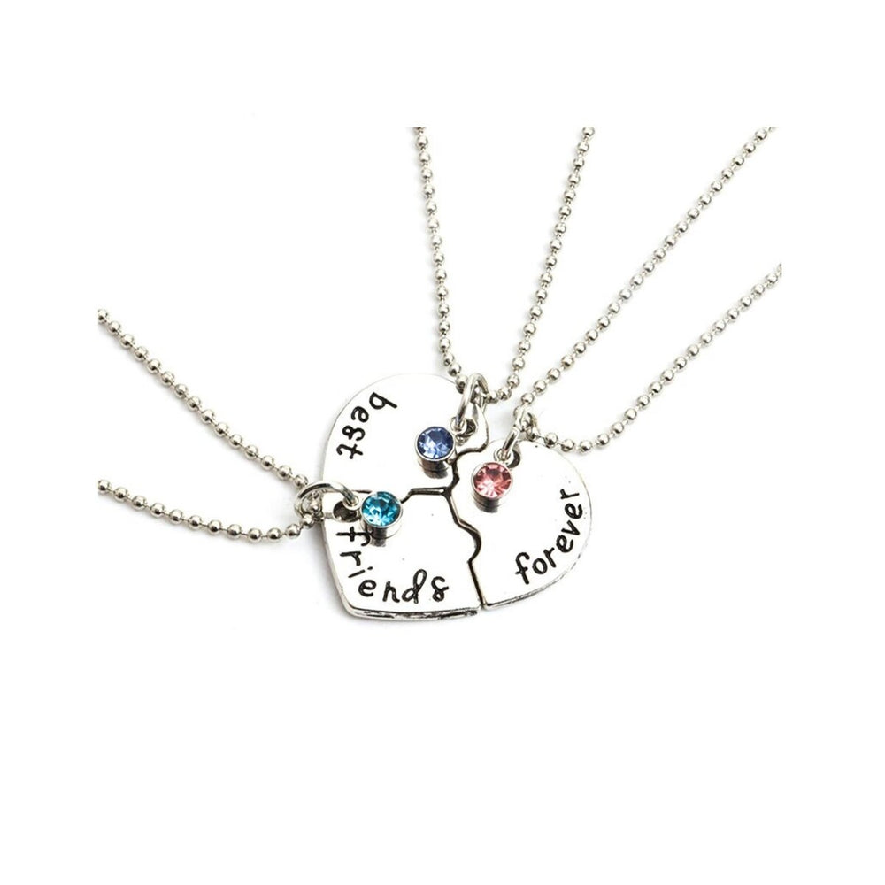 Silvertone Friendship Necklace set - Three Best, Friends, Forever - White