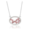 Silvertone Geometric Pendant Necklace with Cubic Zirconia - White