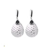 Silvertone Hammered Black Teardrop Earrings