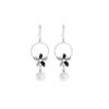 Silvertone Imitation Pearl Floral Crystal Drop Earrings