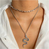 Silvertone Layered Snake Necklace - White