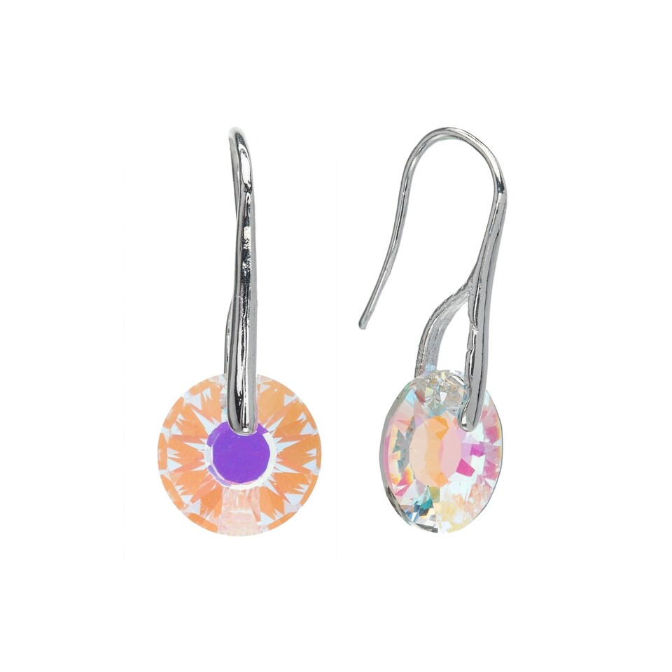 Silvertone Limited Edition Sun dish Drop Earrings with Swarovski Crystals in Moonlight