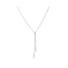 Silvertone Minimalist Drop Triangle Bolo Style Necklace - White