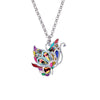 Silvertone Multi Colored Butterfly Pendant Necklace - White