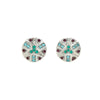 Silvertone Multi Colored Crystal Geometric Circular Stud Earrings