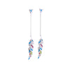 Silvertone Multi Colored Feather Chain Drop Earrings