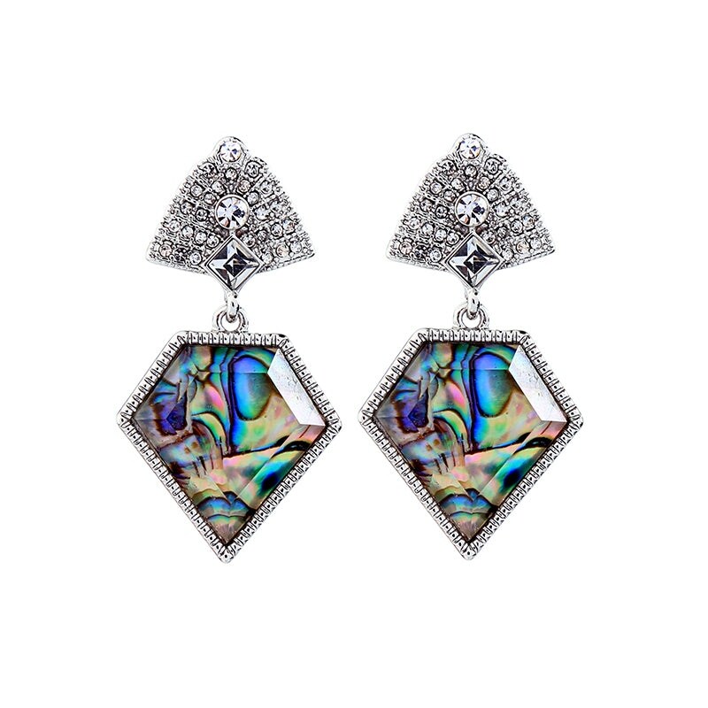 Silvertone Multi Colored Geometric Drop Earrings