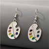 Silvertone Multi Colored Painters Palette Drop Earrings