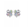 Silvertone Multi Colored Swarovski Crystal Clover Stud Earrings