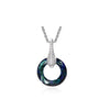 Silvertone Necklace with Bermuda Open Circle Pendant - White