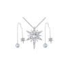 Silvertone North Star Necklace Earrings Set With Swarovski Crystals - White