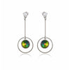 Silvertone Open Circle Drop Earrings with Mystic Topaz Swarovski Crystals