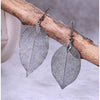 Silvertone Openwork Leaf Drop Earrings