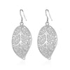 Silvertone Openwork Leaf Drop Earrings