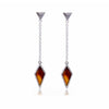 Silvertone Orange Diamond Shaped Chain Drop Earrings