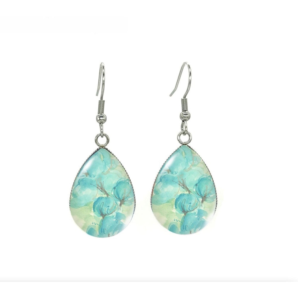 Silvertone Patterned Teardrop Drop Earrings