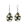 Silvertone Patterned Teardrop Drop Earrings