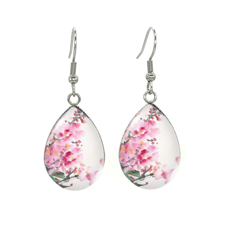 Silvertone Patterned Teardrop Drop Earrings