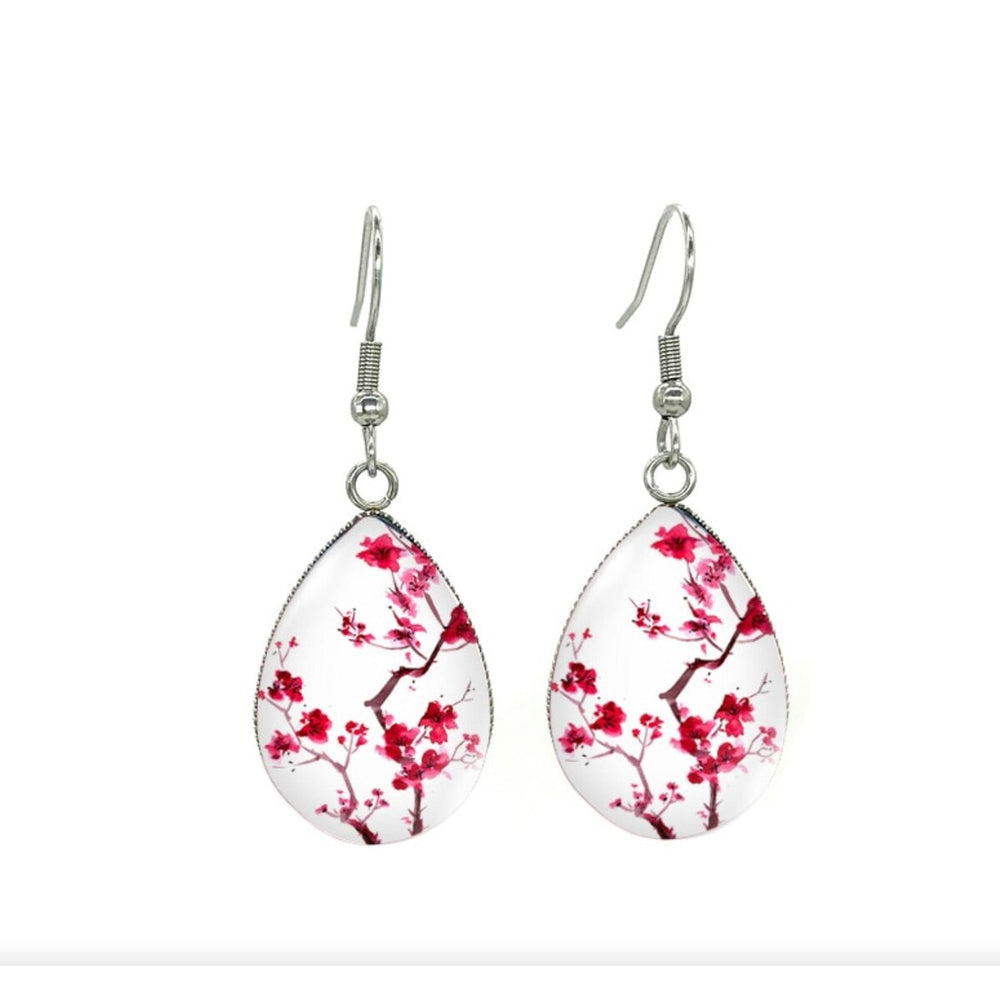 Silvertone Patterned Teardrop Drop Earrings