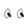 Silvertone Pave Amethyst Swarovski Crystal Marquis Stud Earrings