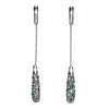 Silvertone Pave Crystal Drop Chain Earrings