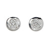 Silvertone Pave Stud Earrings With Swarovski Crystals (81519-1)