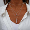 Silvertone Pink Layered Crystal And Prism Necklace - White