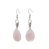 Silvertone Pink Teardrop Drop Earrings