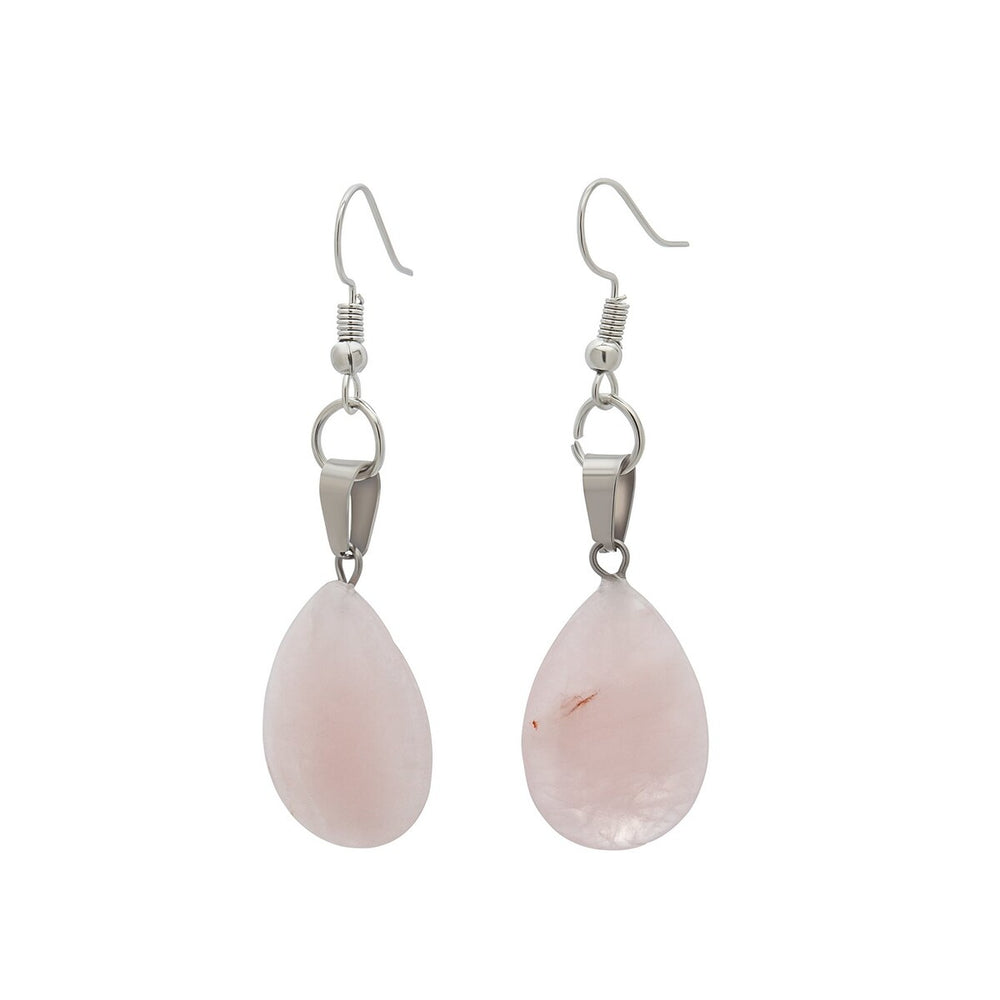 Silvertone Pink Teardrop Drop Earrings