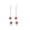 Silvertone Red Swarovski Crystal Drop Earrings