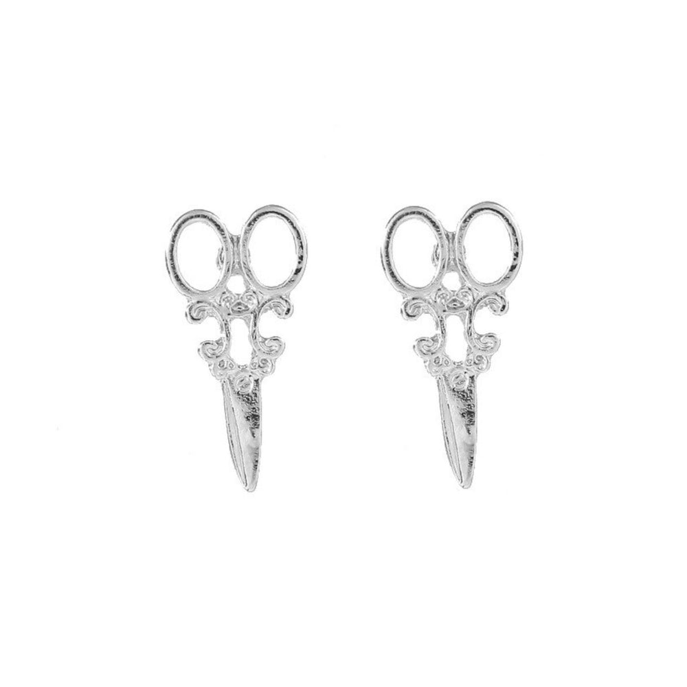 Silvertone Scissor Stud Earrings