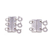 Silvertone Set Of 2 Necklace Spacer Clasps - Triple Double Clasps - White