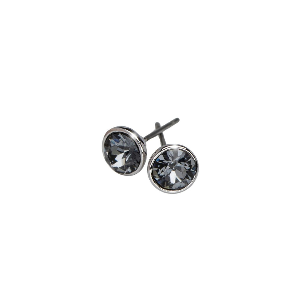 Silvertone Silvernight Round Stud Earrings With Swarovski Crystals - Silvertone Silvernight